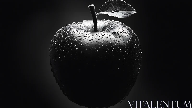 Dramatic monochrome apple with water droplets isolated