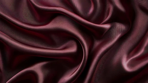 Burgundy Silk Fabric with Fluid Draping and Luminous Surface Texture