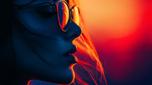 Cool sunset glow reflecting in stylish mirrored glasses.