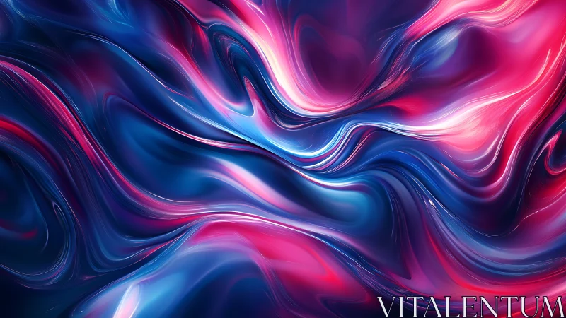 Chromatic fluid dynamics in neon magenta and cyan strata.