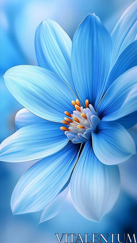 Azure Cosmos Flower: Digital Botanical Study.