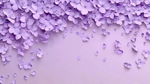 Purple Flower Petals Cascading Across Lavender Background.