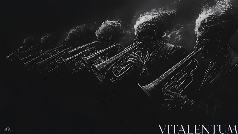 Flame-headed trumpeter sequence in high-contrast monochrome study.