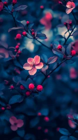 Neon Blossoms Ignite Twilight's Velvet Canvas
