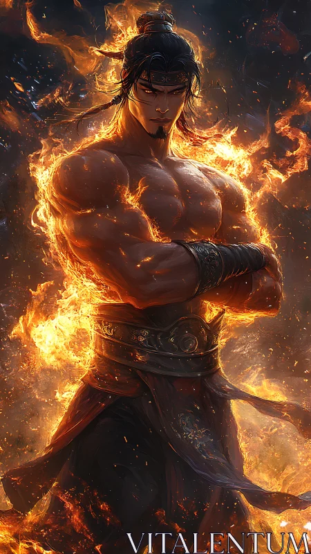 Blazing warlord forged in storming ribbons of living fire.