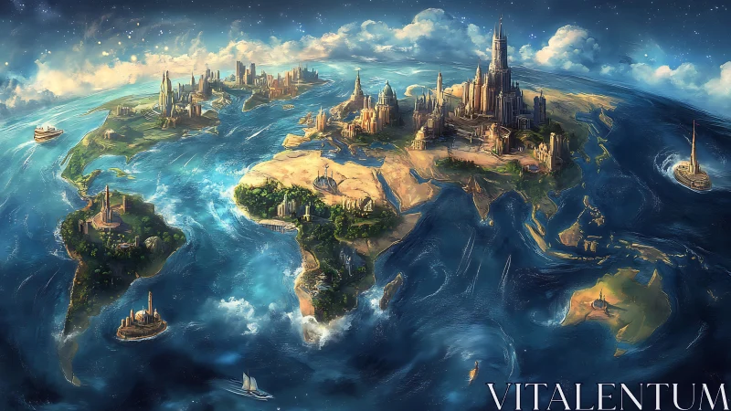 Fantasy world map visualizes Earth as unified skyborne realm