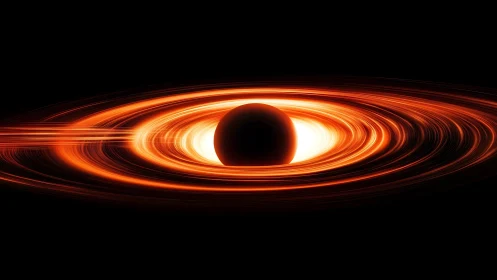 Spiraling light warmly encircles a mysterious black hole glow