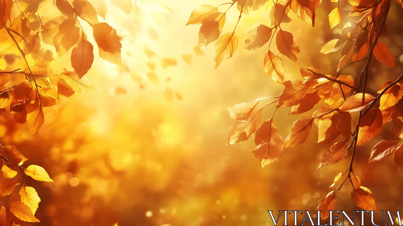 Backlit autumn foliage exhibits strong bokeh and warm spectral glow