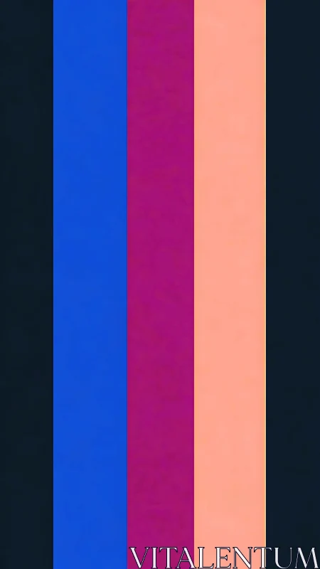 Minimalist vertical bands in blue, magenta, peach palette.