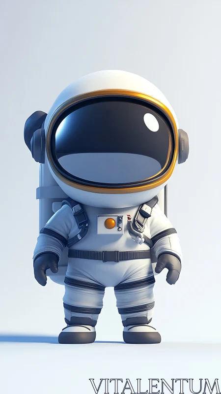 Cute stylized astronaut stands ready in soft studio light.