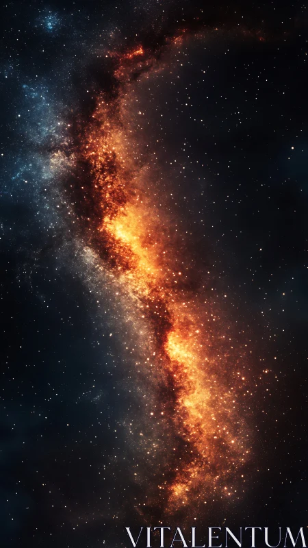 Fiery galactic nebula cuts luminous path through deep space