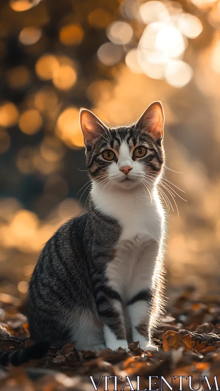Tabby-White Feline Portrait with Backlighting and Bokeh Depth Field