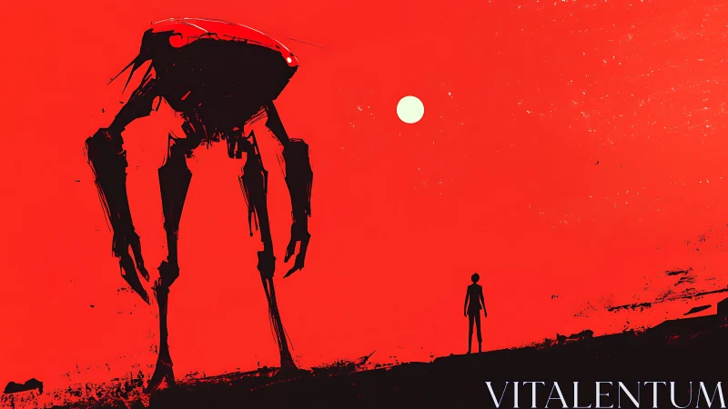 Stargazing with a towering robot under a searing red sky.