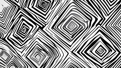 Black and white abstract geometric pattern with optical illusion effect.