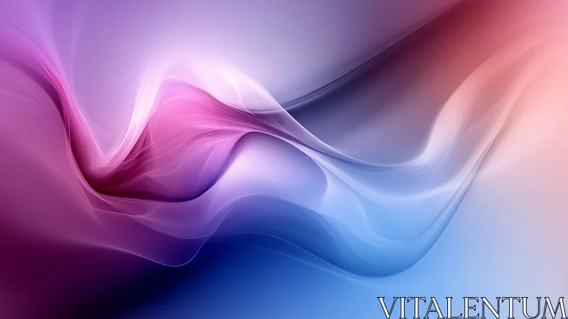 Chromatic fluid waveforms curve across a luminous gradient field