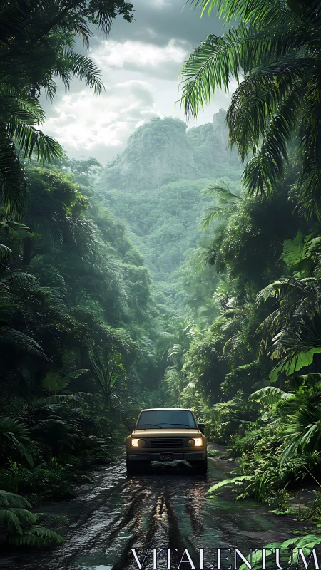 Mud‑trail voyager hums beneath emerald jungle cathedrals.