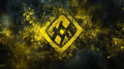 Binance logo in abstract yellow smoke digital art style.
