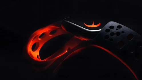 Sleek Smart Fitness Band with Perforated Strap in Futuristic Lighting.