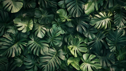 Lush jungle leaves create a calm, inviting green sanctuary