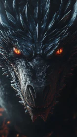 Molten-eyed dragon leans from shadow, hoarding its secret blaze