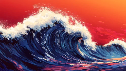 Sunset-drenched wave curls like molten glass in mid-roar