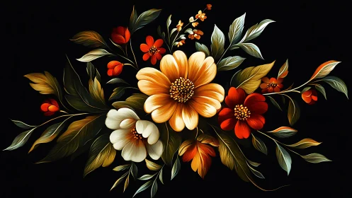 Autumn Floral Arrangement with Orange Daisy Centerpiece.