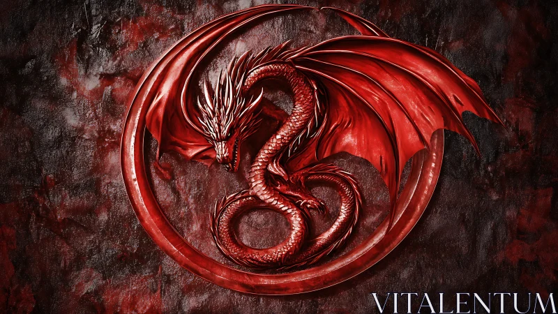 Coiled crimson dragon emblem within circular blood-red sigil