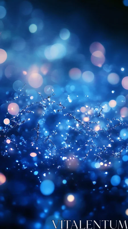 Starlit blue bokeh meadow with glittering cosmic dew.