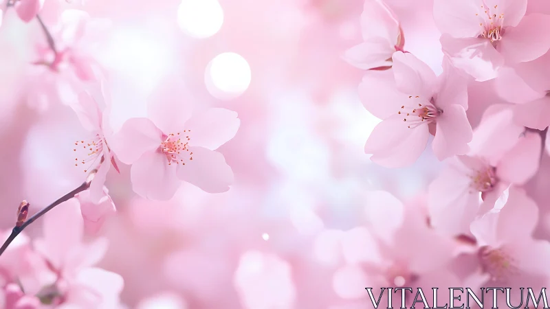 Cherry Blossoms Dance Through Luminous Dreamscape Bokeh
