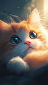 Luminous Cat With Mesmerizing Azure Eyes.