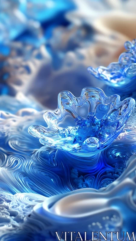 Shimmering blue splashworld of glassy waves and gentle light.