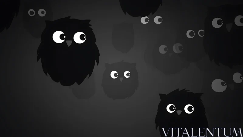 Wide-eyed midnight owls float like soft questions in foggy dark