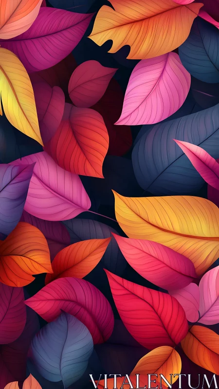 Cozy cascade of colorful leaves in rich autumn tones.