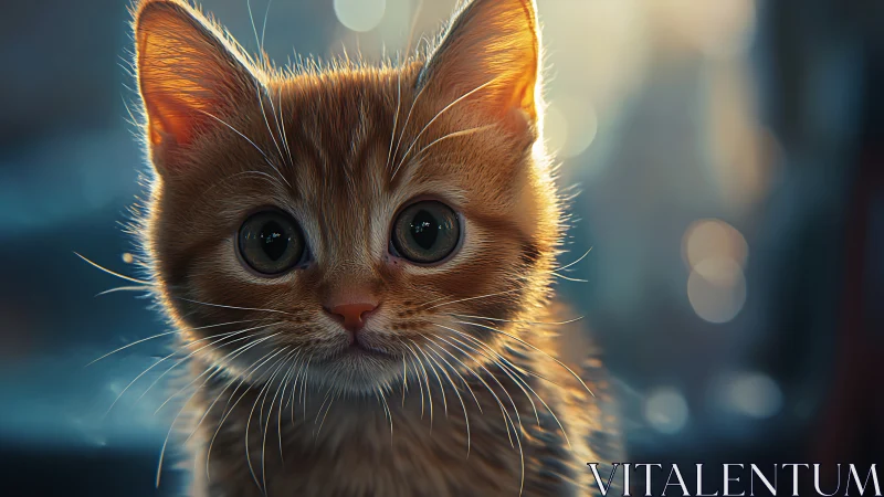 Golden-Hour Feline Portrait: Hyperrealistic Digital Rendering with Bokeh.