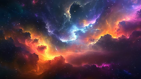 Multispectral stellar nebula rendered in high dynamic detail.