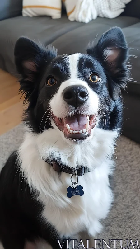 Border collie portrait with high-contrast facial patterning.