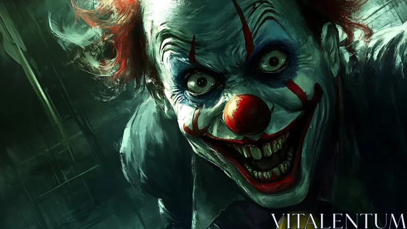 Distorted clown portrait employs dynamic lighting and oblique angle