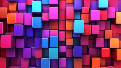 Vibrant 3D Cubes Abstract Art in Bold Neon Gradient Colors.