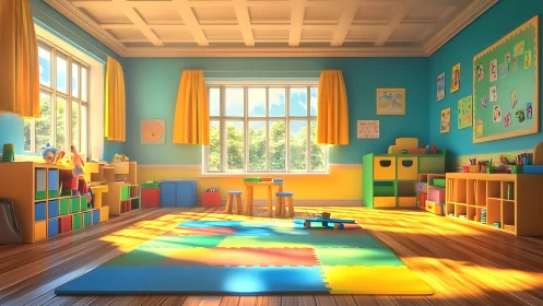 Sunlit playroom sanctuary where tiny imaginations bloom bright.