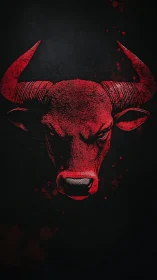 Red bull head illustration stands out against black background