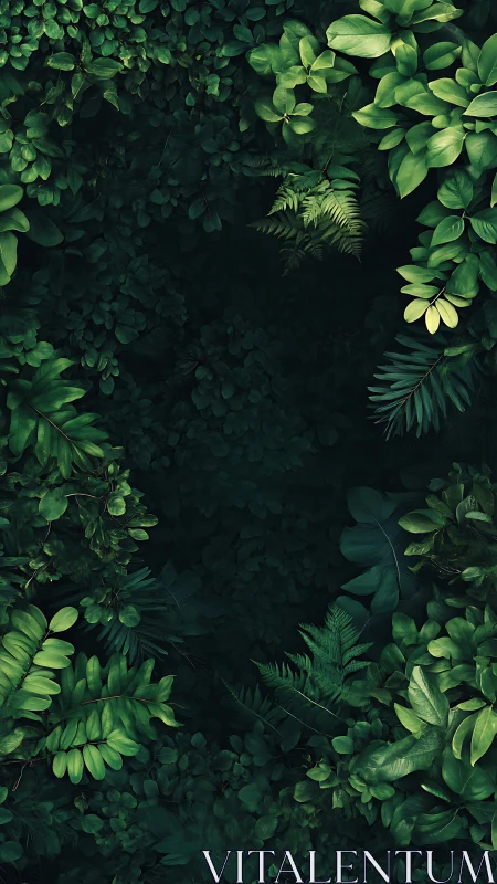 Aerial View of Dense Green Foliage with Central Dark Space