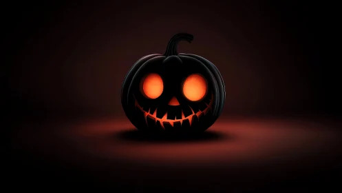 Midnight jack o’ lantern grins with fiery haunted glow.