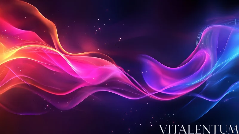 Spectral light ribbons over deep-space gradient background