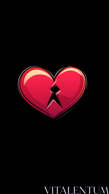 Broken Heart Icon with Dark Diamond Crest.