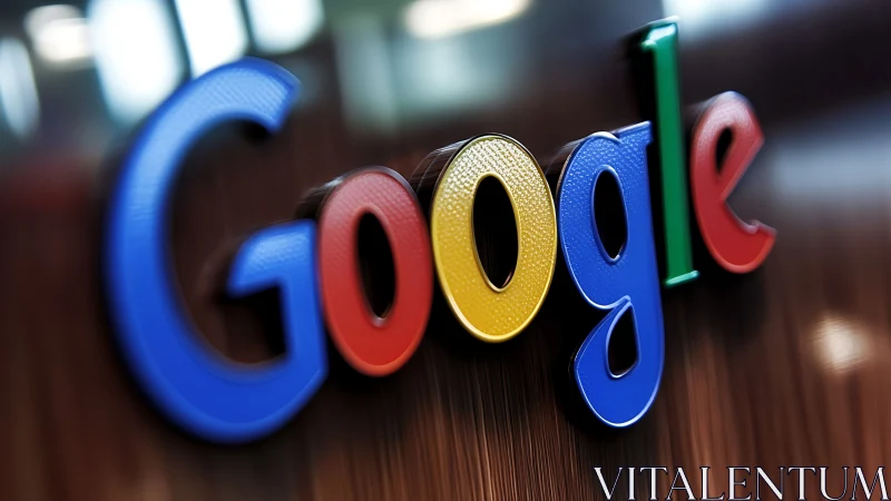 Google wall-mounted 3D logo is photographed in close-up view