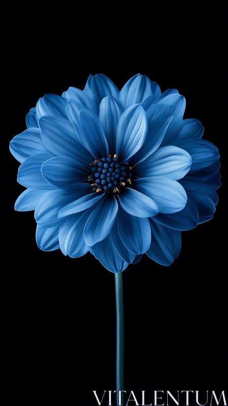 Blue Dahlia With Layered Petals Rendered in Photorealistic Detail