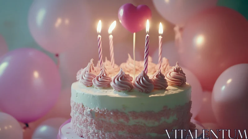 Five Flames Dance Above Pink Frosting Dreams.