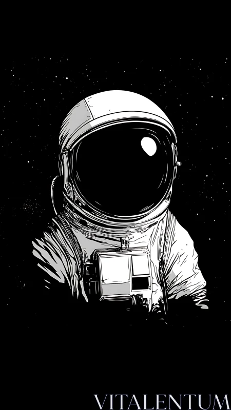 Lonely astronaut drifts in quiet space, wrapped in starlight.