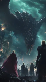 Dragonstorm over Neon Ruins as Bladebearers Defy the Sky.