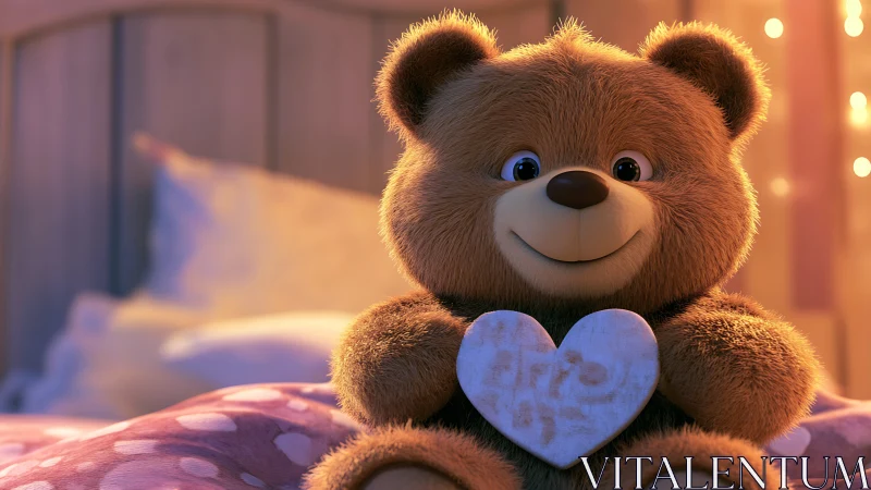Cuddly teddy bear offers a glowing heart of bedtime comfort